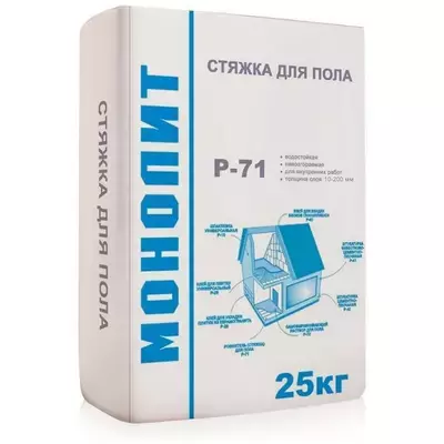 Смесь для полов цементная Монолит Р-71 Стяжка серый 25кг
