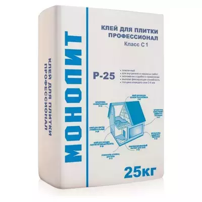 Клей Монолит Р-25 профессионал для плитки серый 25кг