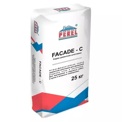 Шпаклевка цементная Perel 0650 Facade-c серый 25кг