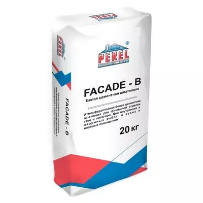 Шпаклевка цементная Perel 0652 Facade-b белый 20кг