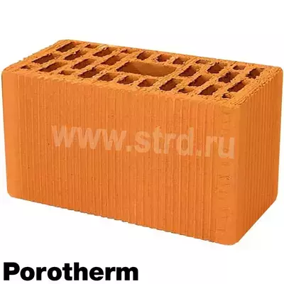 Кирпич теплая керамика пустотелый 2,1 NF Красный рифленый 250*120*140мм М150кг/см2 Porotherm (Винербергер)