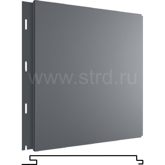 Стеновая панель Вертикаль Classic 200*176мм 0.45мм Полиэстер Россия в пленке RAL 7024 (серый) Grand Line