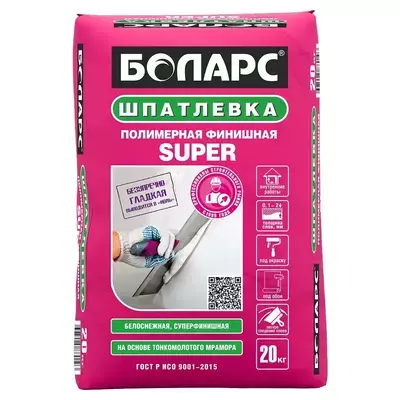 Шпаклевка полимерная Боларс Финишная Super белый 20кг