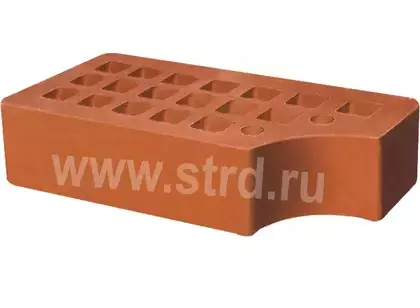 Кирпич облицовочный пустотелый фасонный КФ-1 Красный гладкий 250*120*65мм утолщенная стенка 20мм М150кг/см2 М175кг/см2 Железногорск