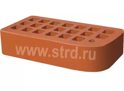 Кирпич облицовочный пустотелый фасонный КФ-2 Красный гладкий 250*120*65мм утолщенная стенка 20мм М175кг/см2 М150кг/см2 Железногорск