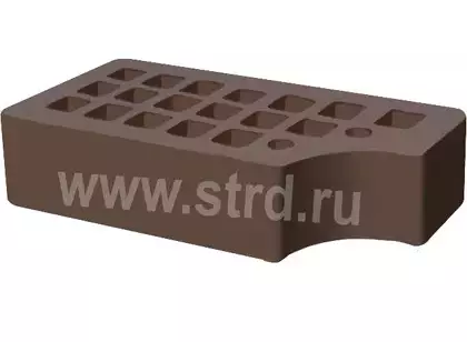 Кирпич облицовочный пустотелый фасонный КФ-1 Темно-коричневый гладкий 250*120*65мм утолщенная стенка 20мм М175кг/см2 М150кг/см2 Железногорск