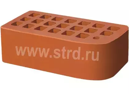 Кирпич облицовочный пустотелый фасонный КФ-2 Красный гладкий 250*120*88мм утолщенная стенка 20мм М175кг/см2 М150кг/см2 Железногорск