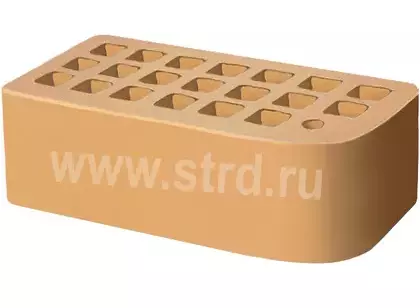 Кирпич облицовочный пустотелый фасонный КФ-2 Соломенный гладкий 250*120*88мм утолщенная стенка 20мм М200кг/см2 Железногорск