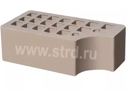 Кирпич облицовочный пустотелый фасонный КФ-1 Серый гладкий 250*120*88мм утолщенная стенка 20мм М200кг/см2 Железногорск