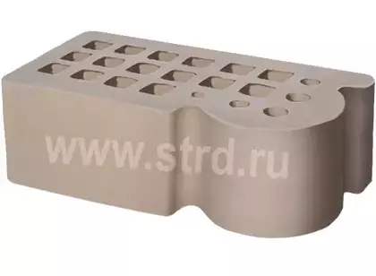 Кирпич облицовочный пустотелый фасонный КФ-3 Серый гладкий 250*120*88мм утолщенная стенка 20мм М200кг/см2 Железногорск
