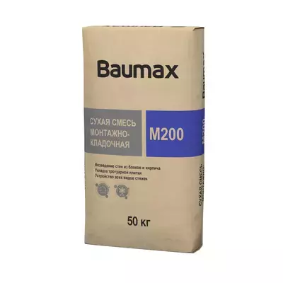 Кладочная смесь цементная М200 Baumax монтажно-кладочная серый 50кг