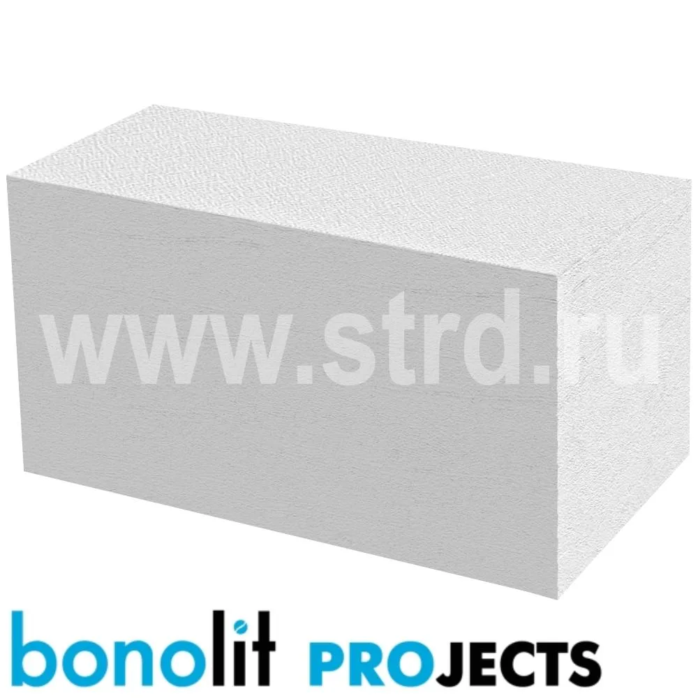 Блок газобетонный Bonolit Projects стеновой 600*300*250 D500кг/м3 В3,5