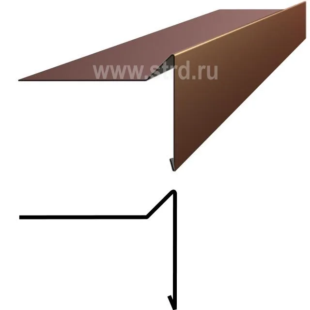 Торцевая (фронтонная) планка металлическая 80*25*65*10, п/э 2000мм