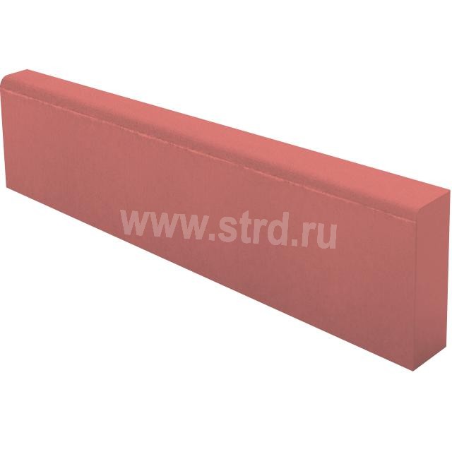 Бортовой камень тротуарный БР 50.20.8 Красный полный прокрас на сером цементе основа - серый цемент 500*200*80мм Нобетек