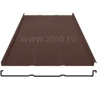 Фальцевая панель Grand Line фальц двойной стоячий Line 625/550мм Rooftop Бархат 0.5мм RAL 8017 (коричневый)