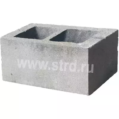 Блок КПР-ПР-ПС-390-125-F50-1450 бетонный РР Девелопмент стеновой 2-пустотный 390*190*188 D1450кг/м3 М125кг/см2