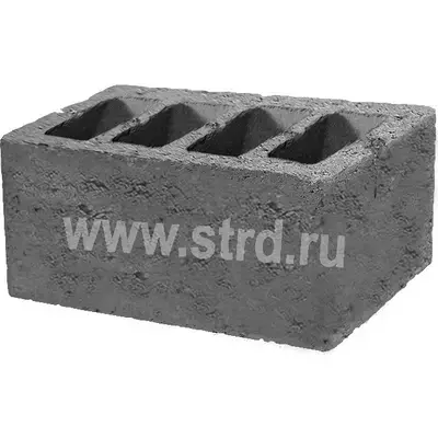 Блок КСР-ПР-ПС-39-75- F50-1100 керамзитобетонный Основа-М стеновой 4-пустотный 390*190*188 D1100кг/м3 М75кг/см2