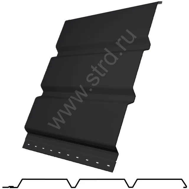 Софит тройной сплошной сталь 0.45мм Graphite 45 316мм RAL 9005 (черный) Stynergy