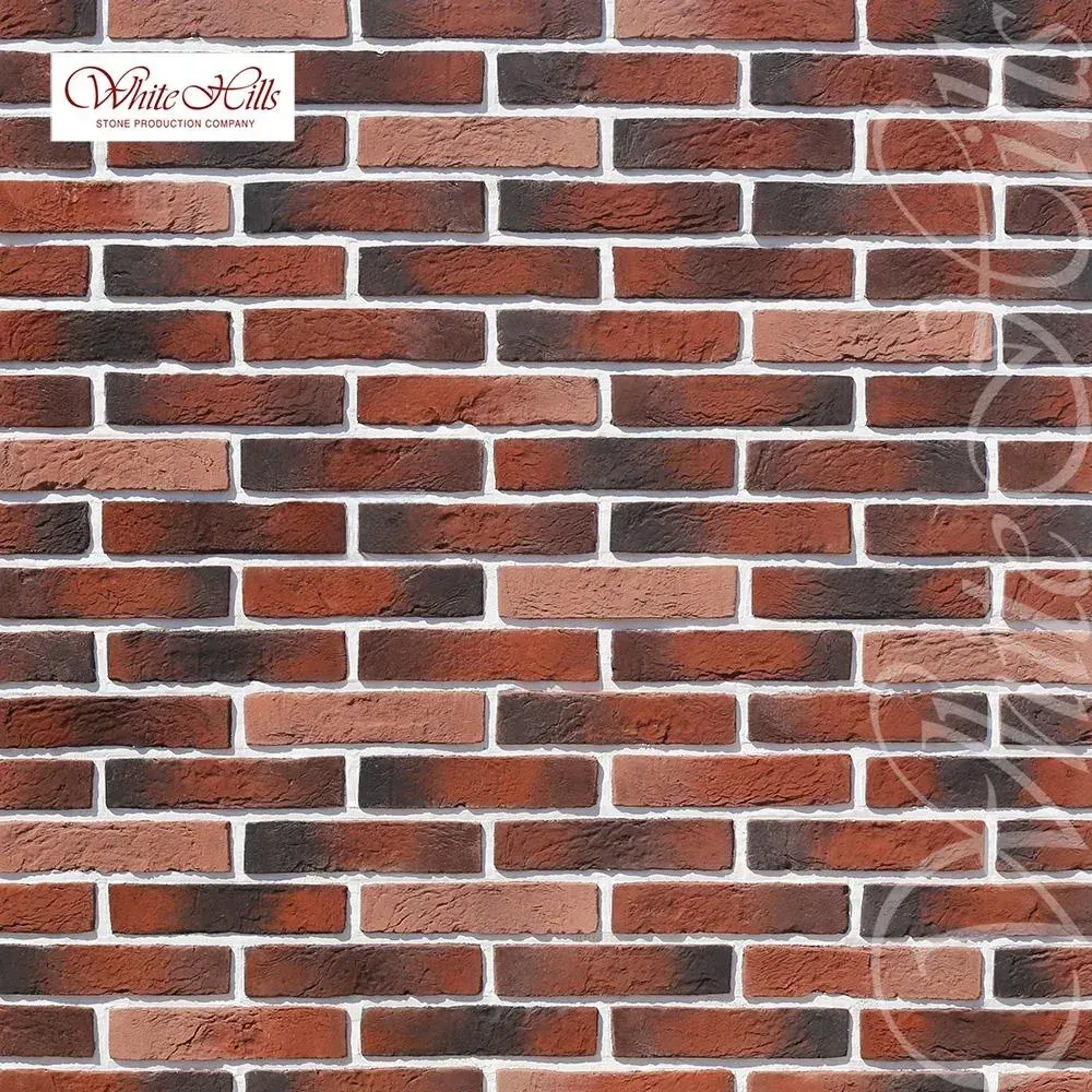Плитка Бергамо брик 370-70 (красный) White Hills цемент 225×49 мм