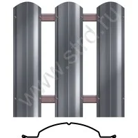 Штакетник металлический Круглый фигурный 0.128м 0.45мм Drap TwinColor RAL 7024 (серый) Grand Line