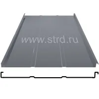 Фальцевая панель Grand Line фальц двойной стоячий Line 625/550мм PurPro матовый 0.5мм RAL 7024 (серый)