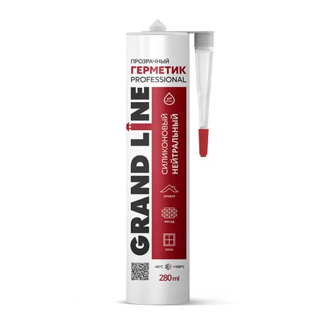 Герметик Grand Line Professional силиконовый нейтральный прозрачный 280мл для профнастила для металлочерепицы Grand Line