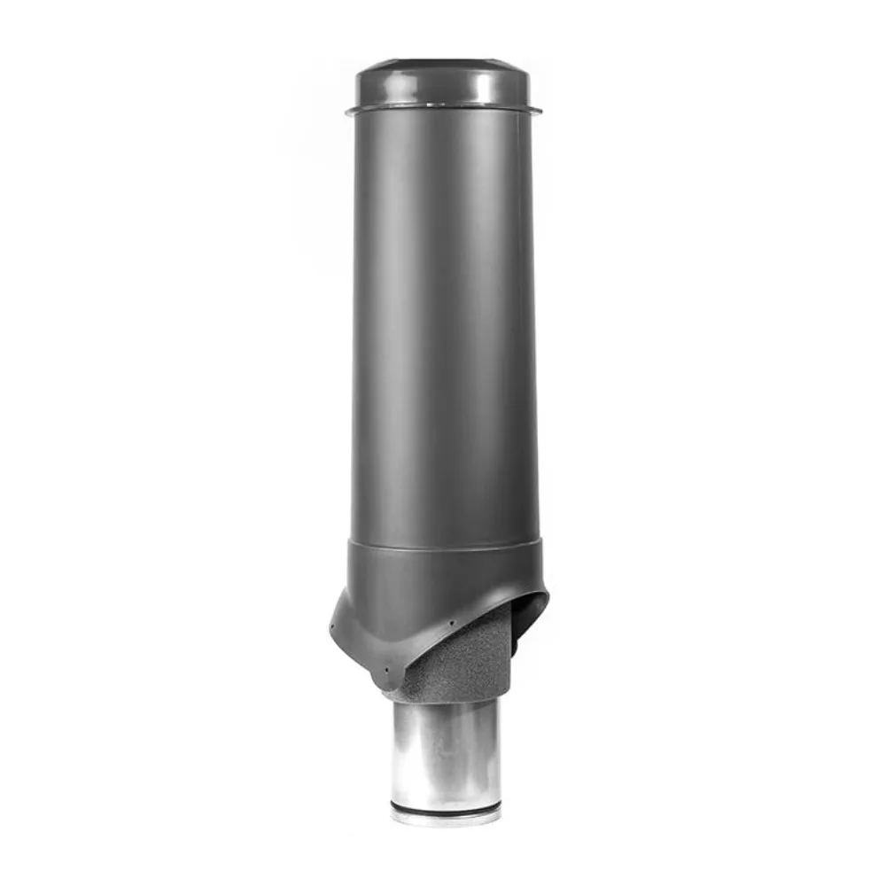 Выход вентиляции без колпака Krovent Pipe-VT 125 изолированный h=700, d=125/206мм Серый
