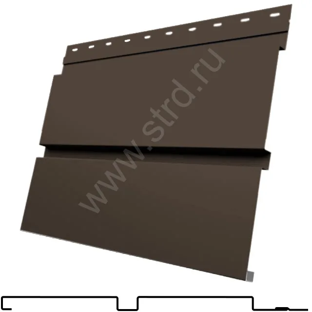 Софит двойной сплошной Квадро брус сталь 0.5мм Drap TX 295мм RR 32 (коричневый) Grand Line