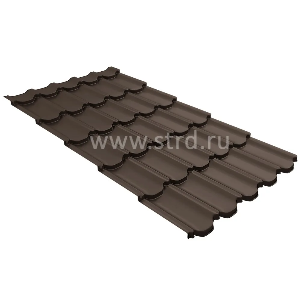 Металлочерепица Kvinta plus 3D 0.5мм Атлас Россия RR 32 (коричневый) Grand Line