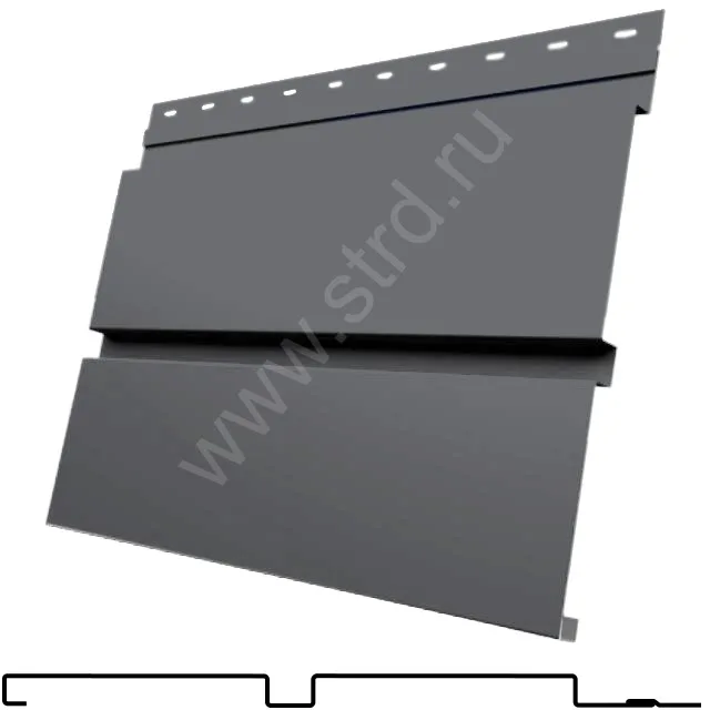 Софит двойной сплошной Квадро брус сталь 0.5мм PurPro 295мм RAL 7024 (серый) Grand Line