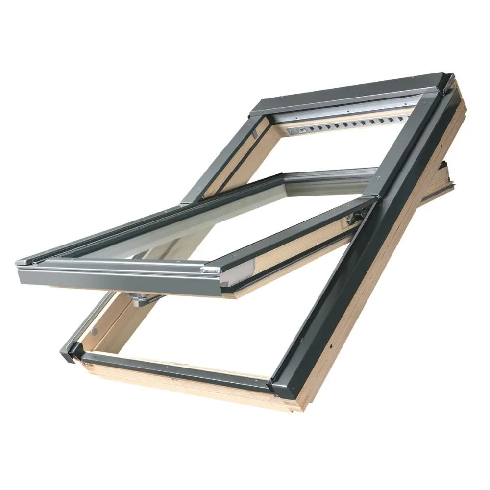 Окно мансардное Fakro Profi FTP-V U5+ (CH Китай) 78*140см дерево, лак ручка снизу двухкамерный
