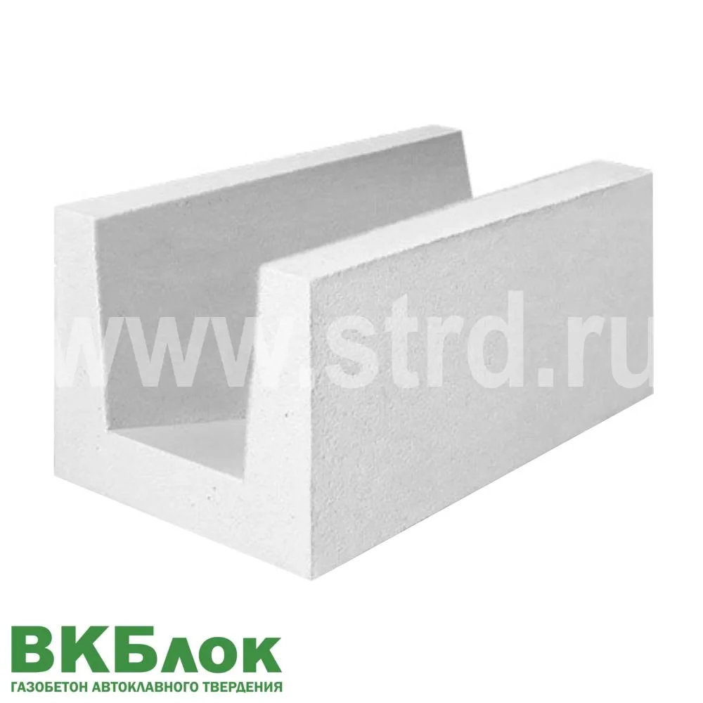 Блок газобетонный ВКБлок п-образный 500*375*250 D500кг/м3 В2,5