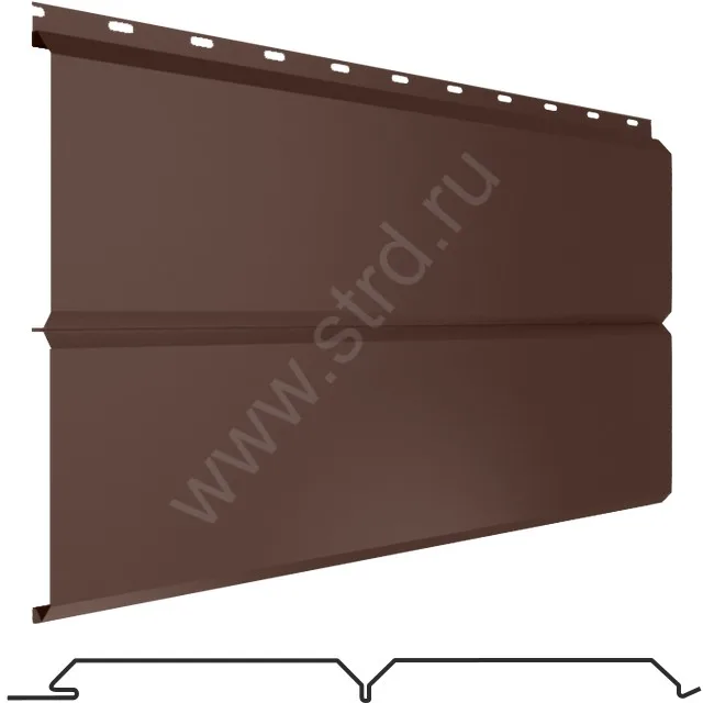 Софит двойной сплошной ЕвроБрус сталь 0.45мм Graphite 45 345мм RAL 8017 (коричневый) Stynergy