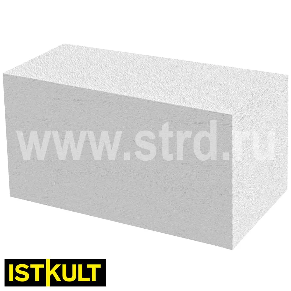 Блок газобетонный Istkult стеновой 625*400*200 D500кг/м3 В3,5