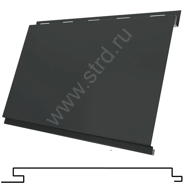 Софит одинарный сплошной Вертикаль сталь 0.5мм PurPro матовый 176мм RAL 7016 (серый) Grand Line