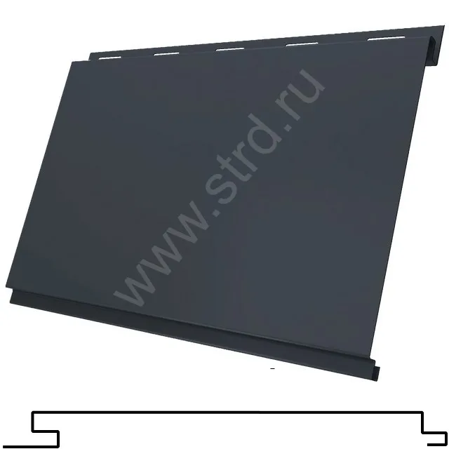 Софит одинарный сплошной Вертикаль сталь 0.5мм Velur 176мм RAL 7024 (серый) Grand Line