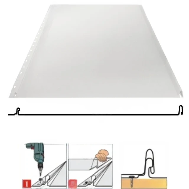 Фальцевая панель Grand Line Кликфальц Mini 340/305мм Drap TX 0.45мм RAL 9003 (белый)