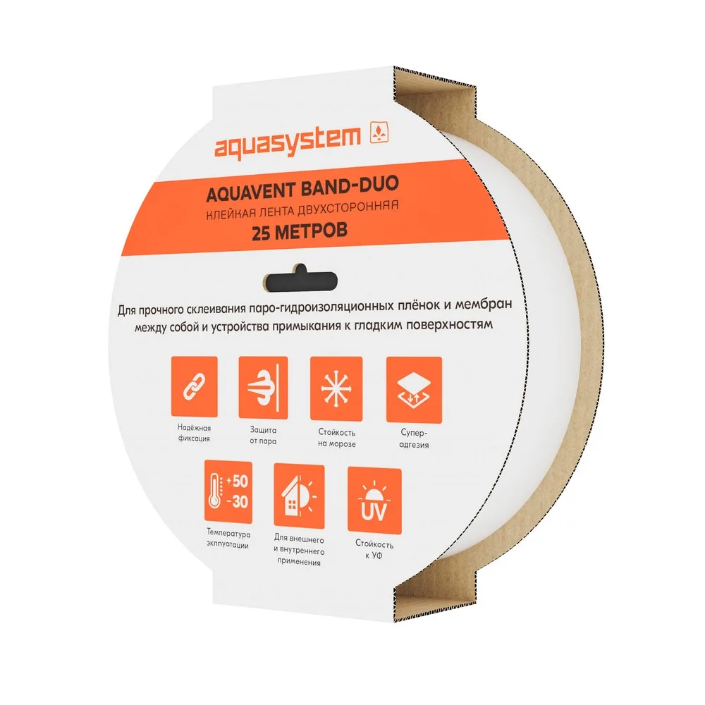 Лента соединительная двусторонняя Aquasystem Aquavent Band Duo акриловая 25000*40мм
