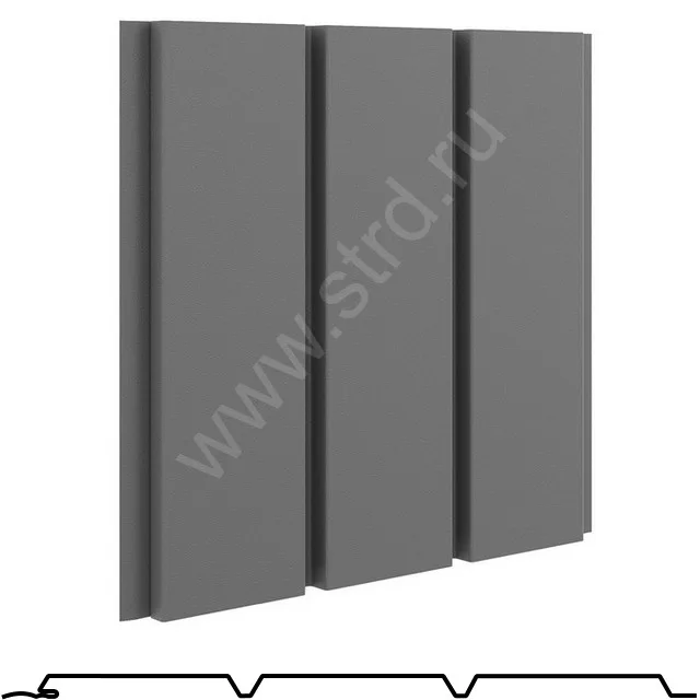 Софит тройной сплошной сталь 0.5мм PU matt 2400мм 303мм RAL 7024 (серый) Aquasystem