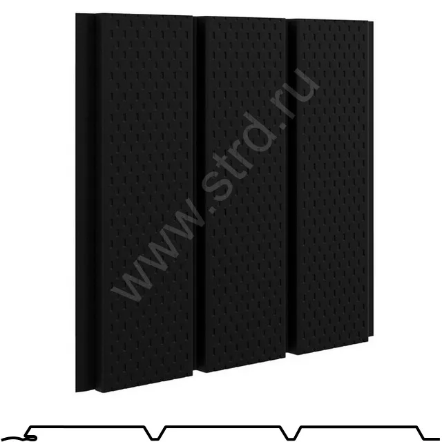 Софит тройной, перфорированный сталь 0.5мм PU matt 303мм RAL 9005 (черный) Aquasystem
