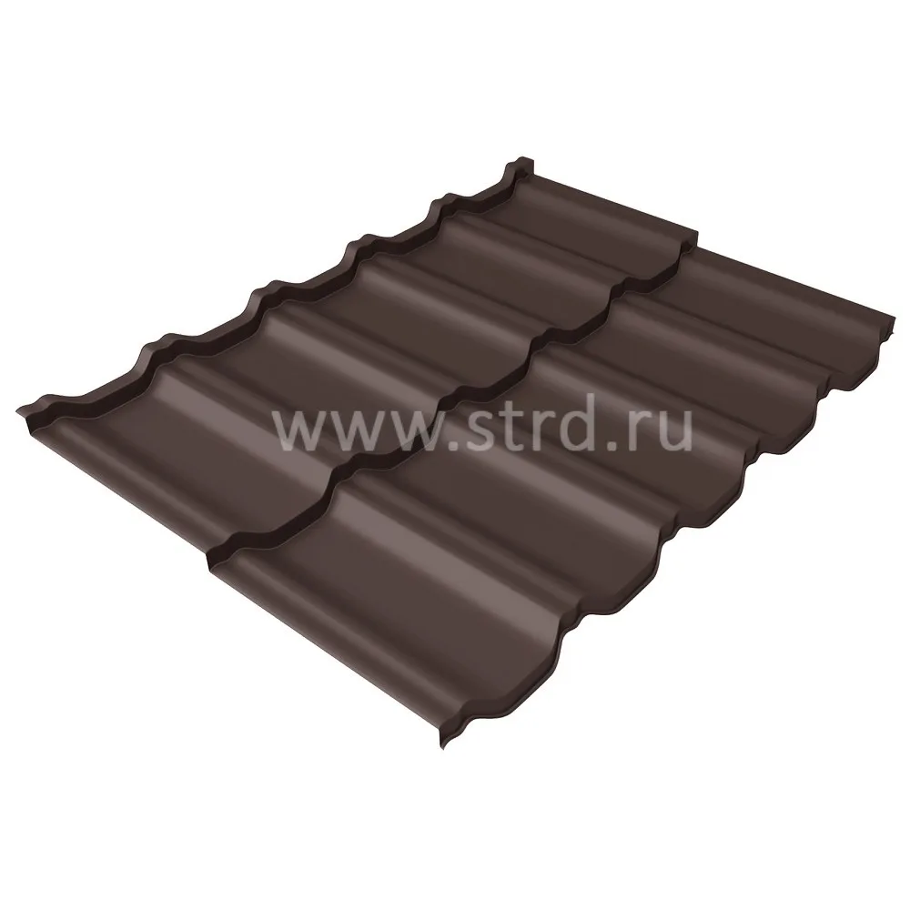 Металлочерепица Kvinta Uno 0.5мм Rooftop Бархат Россия RR 32 (коричневый) 0.72м Grand Line