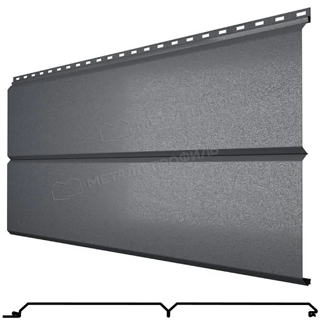 Софит двойной сплошной Lбрус XL сталь 0.5мм PureTech Mat 335мм RAL 7024 (серый) Металл Профиль