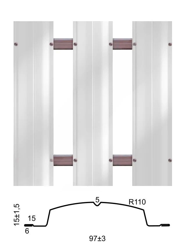 Штакетник металлический Полукруглый Bordex thin прямой 0,097 м 0,35 мм Полиэстер RAL 9003 (белый) SteelX