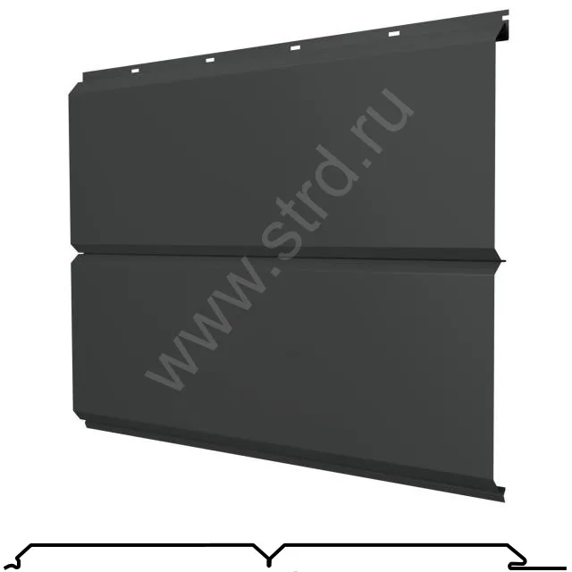 Софит двойной сплошной ЭкоБрус New сталь 0.5мм Velur 332мм RAL 7016 (серый) Grand Line