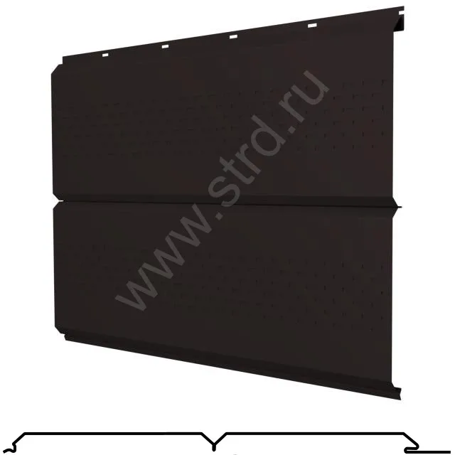 Софит двойной, перфорированный ЭкоБрус New сталь 0.5мм PurLite матовый 332мм RAL 9005 (черный) Grand Line