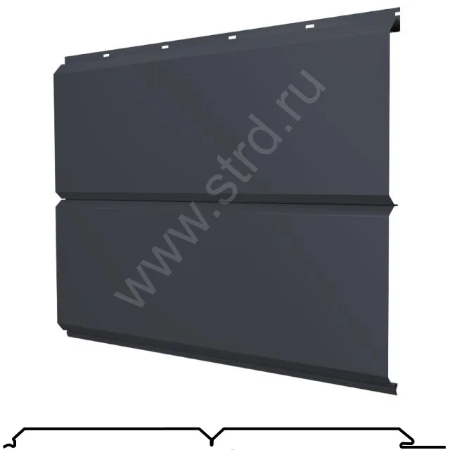 Софит двойной сплошной ЭкоБрус New сталь 0.5мм Сатин матовый TX 332мм RAL 7024 (серый) Grand Line