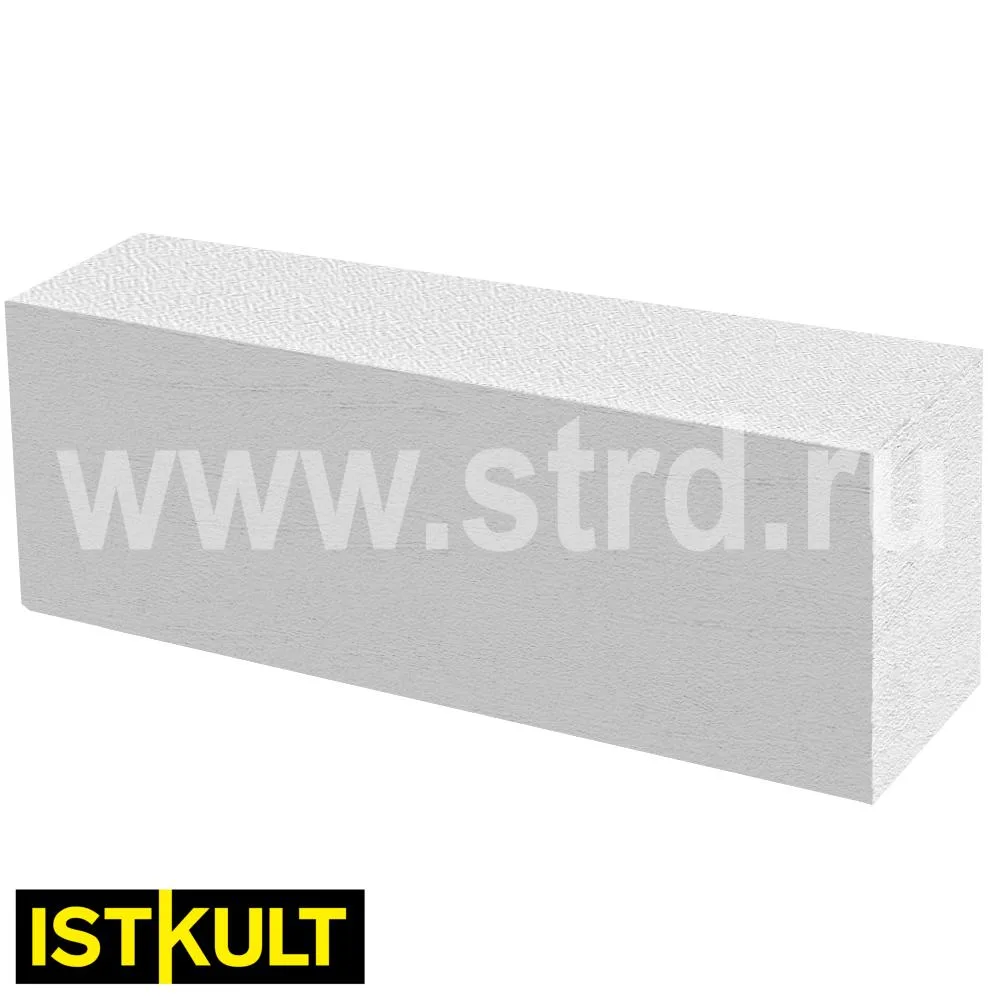 Блок газобетонный Istkult перегородочный 625*250*100 D700кг/м3 В5