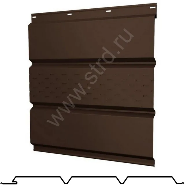 Софит тройной, центральная перфорация Классик сталь 0.45мм Drap TwinColor 326мм RAL 8017 (коричневый) Grand Line