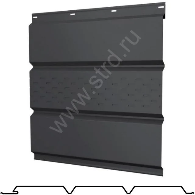 Софит тройной, центральная перфорация Классик сталь 0.5мм PurLite матовый 326мм RAL 7016 (серый) Grand Line