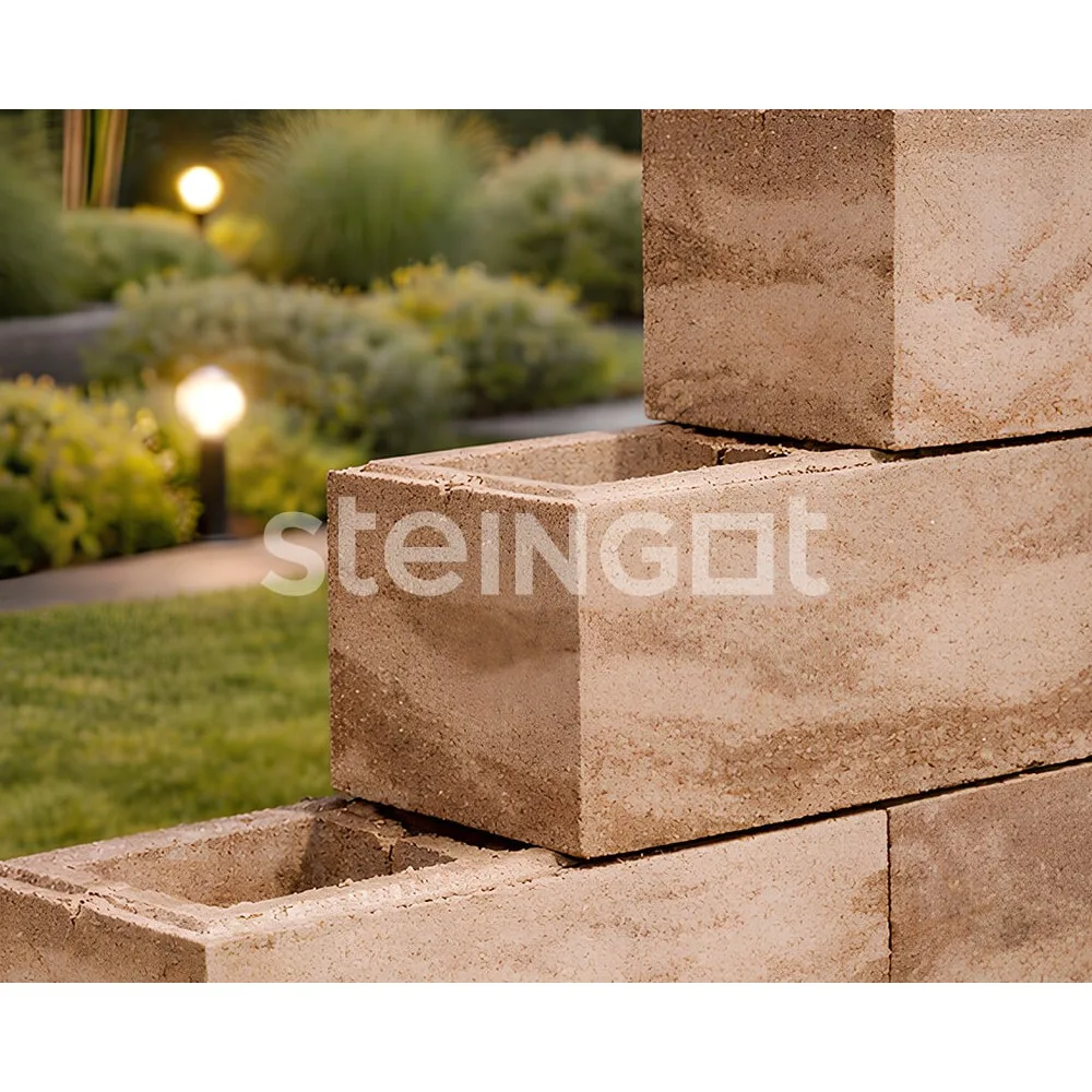 Блок заборный бетонный Steingot 3-пустотный 500*200*200 В30 Травертин (Travertin)